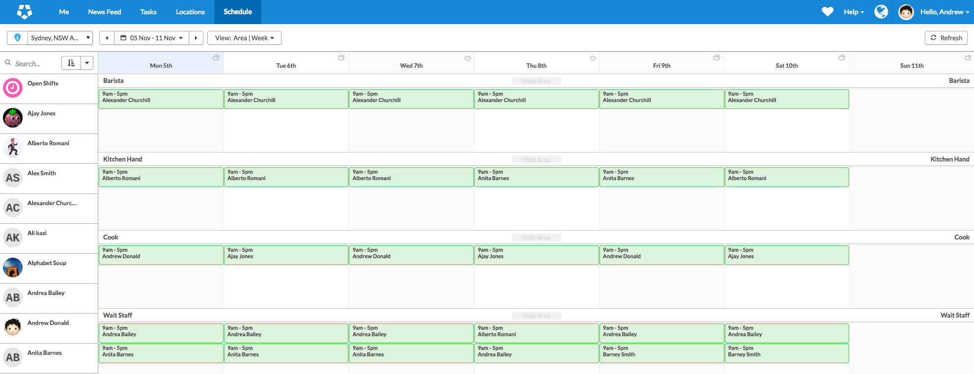 new employee schedule view on web deputy employee schedule
